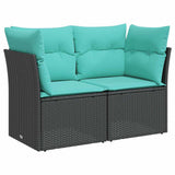 Vidaxl tuinbank 2-zits met kussens poly rattan zwart