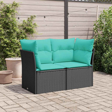 Vidaxl tuinbank 2-zits met kussens poly rattan zwart