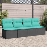 Vidaxl tuinbank 4-zits met kussens poly rattan zwart