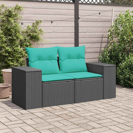 Vidaxl tuinbank 2-zits met kussens poly rattan zwart