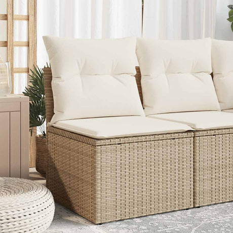 Vidaxl tuinbank zonder armleuning met kussens poly rattan beige