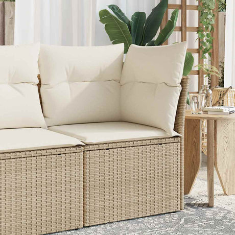 Vidaxl tuinhoekbank met kussens poly rattan beige