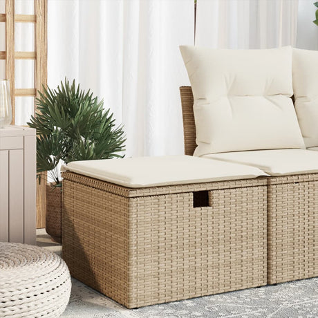 Vidaxl tuinkruk met kussen 55x55x37 cm poly rattan beige