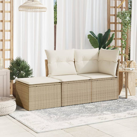 Vidaxl tuinkruk met kussen 55x55x37 cm poly rattan beige