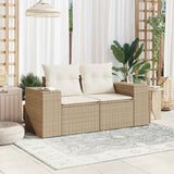 Vidaxl tuinbank 2-zits met kussens poly rattan beige