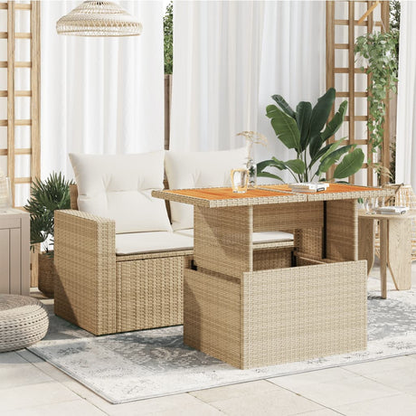 Vidaxl tuintafel 100x55x73 cm poly rattan en acaciahout beige