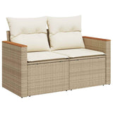 Vidaxl tuinbank 2-zits met kussens poly rattan beige
