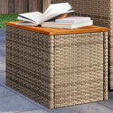 Vidaxl tuinbijzettafels 2 st 55x34x37 cm poly rattan en hout beige