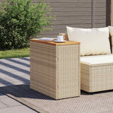 Vidaxl tuinbijzettafel met houten blad 58x27,5x55 cm poly rattan beige