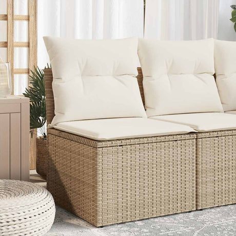 Vidaxl tuinstoel zonder armleuning met kussens poly rattan beige