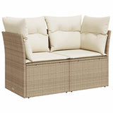 Vidaxl tuinbank 2-zits met kussens poly rattan beige