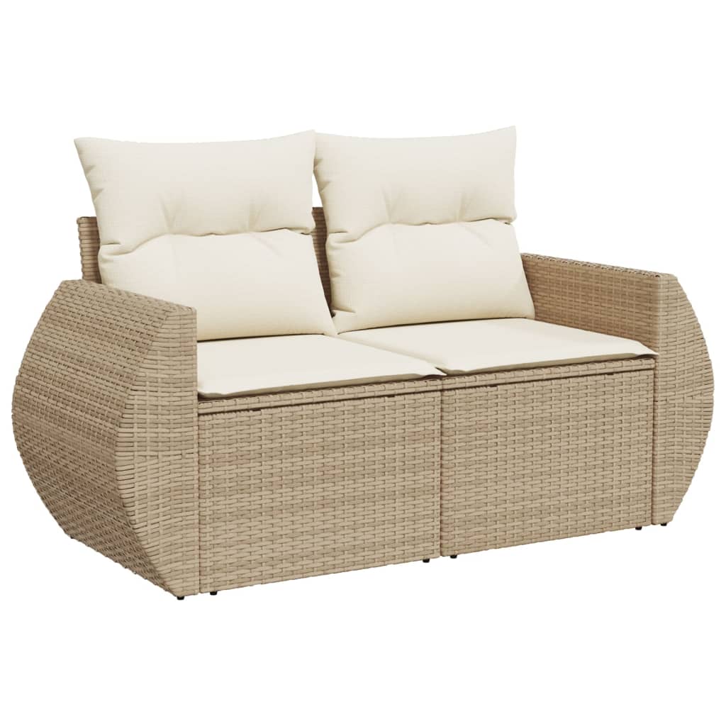 Vidaxl tuinbank 2-zits met kussens poly rattan beige