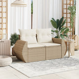 Vidaxl tuinbank 2-zits met kussens poly rattan beige