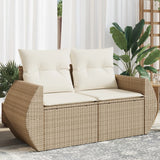 Vidaxl tuinbank 2-zits met kussens poly rattan beige