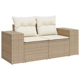 Vidaxl tuinbank 2-zits met kussens poly rattan beige