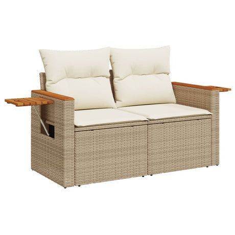 Vidaxl tuinbank 2-zits met kussens poly rattan beige