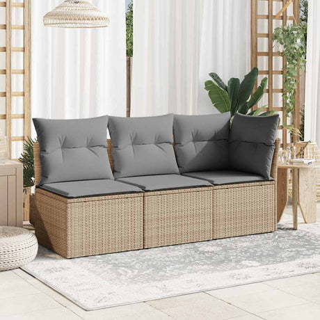 Vidaxl tuinbank zonder armleuning met kussens poly rattan beige