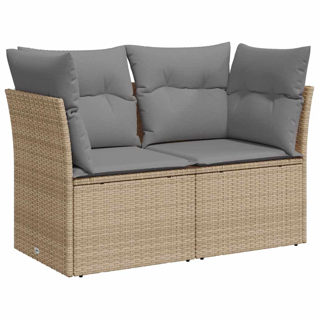 Vidaxl tuinbank 2-zits met kussens poly rattan beige