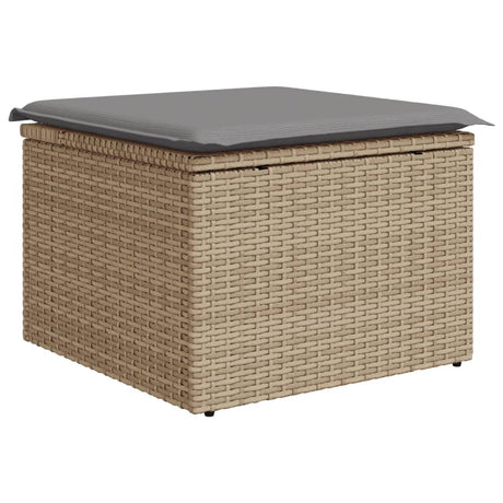 Vidaxl tuinkruk met kussen 55x55x37 cm poly rattan beige
