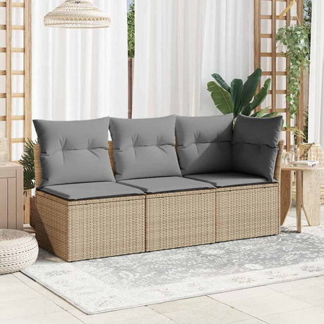 Vidaxl tuinstoel zonder armleuning met kussens poly rattan beige