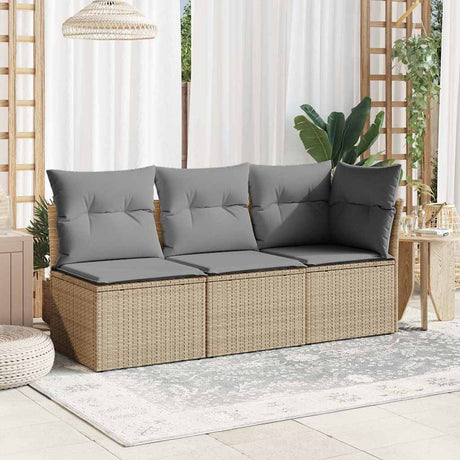 Vidaxl tuinhoekbank met kussens poly rattan beige