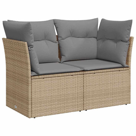 Vidaxl tuinbank 2-zits met kussens poly rattan beige