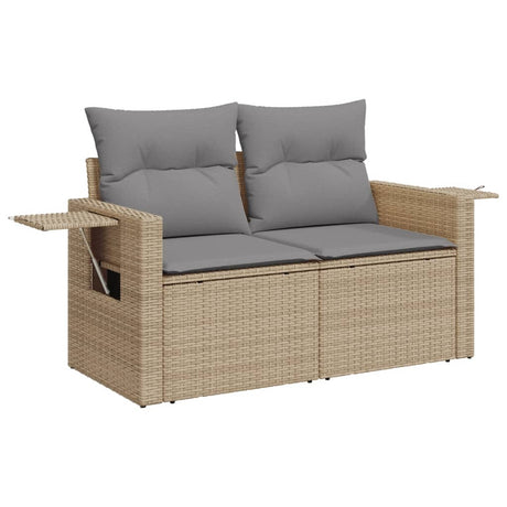 Vidaxl tuinbank 2-zits met kussens poly rattan beige