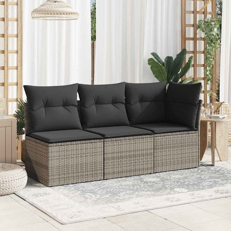 Vidaxl tuinbank zonder armleuning met kussens poly rattan grijs