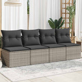 Vidaxl tuinbank 4-zits met kussens poly rattan grijs