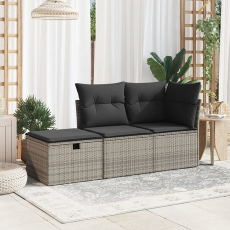 Vidaxl tuinkruk met kussen 55x55x37 cm poly rattan grijs
