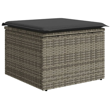 Vidaxl tuinkruk met kussen 55x55x37 cm poly rattan grijs