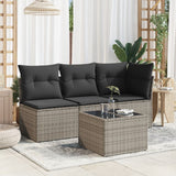Vidaxl tuintafel met glazen blad 55x55x37 cm poly rattan grijs