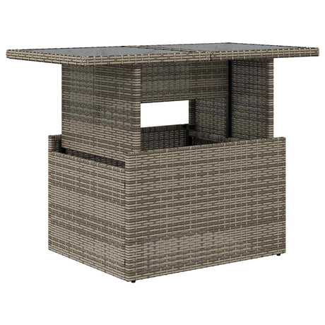 Vidaxl tuintafel met glazen blad 100x55x73 cm poly rattan grijs