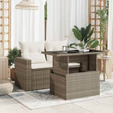 Vidaxl tuintafel met glazen blad 100x55x73 cm poly rattan grijs