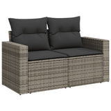 Vidaxl tuinbank 2-zits met kussens poly rattan grijs