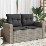 Vidaxl tuinbank 2-zits met kussens poly rattan grijs