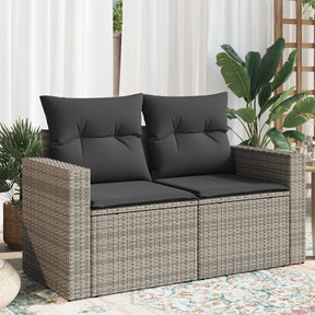 Vidaxl tuinbank 2-zits met kussens poly rattan grijs