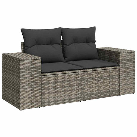 Vidaxl tuinbank 2-zits met kussens poly rattan grijs