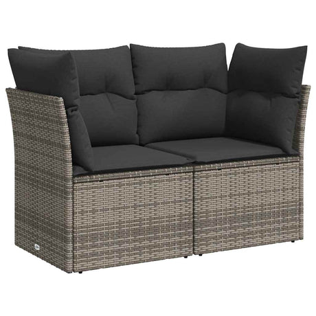 Vidaxl tuinbank 2-zits met kussens poly rattan grijs