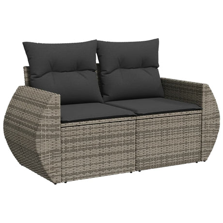 Vidaxl tuinbank 2-zits met kussens poly rattan grijs