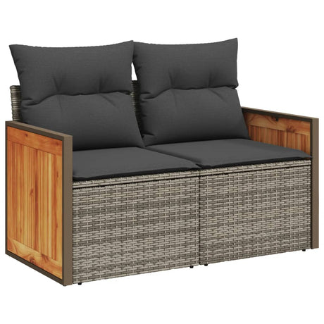 Vidaxl tuinbank 2-zits met kussens poly rattan grijs