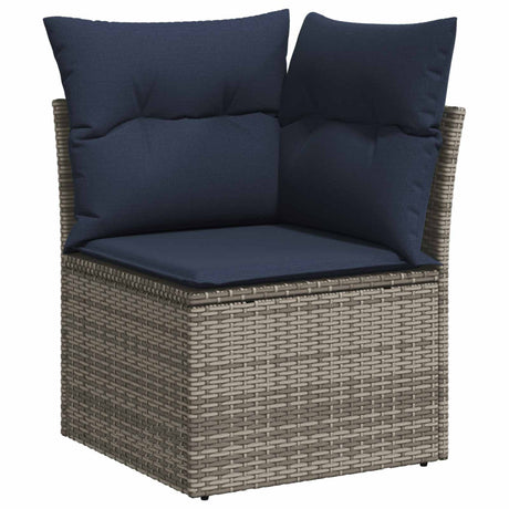 Vidaxl tuinhoekbank met kussens poly rattan grijs