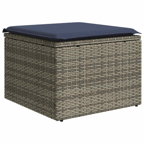 Vidaxl tuinkruk met kussen 55x55x37 cm poly rattan grijs