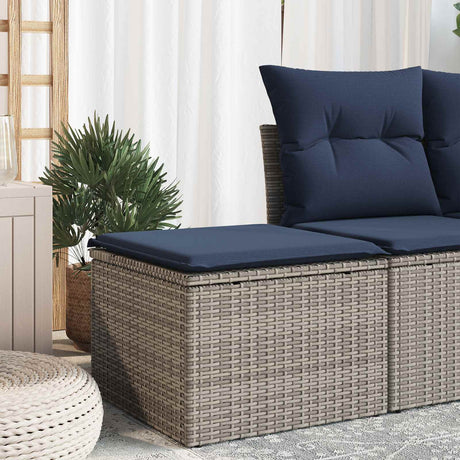 Vidaxl tuinkruk met kussen 55x55x37 cm poly rattan grijs