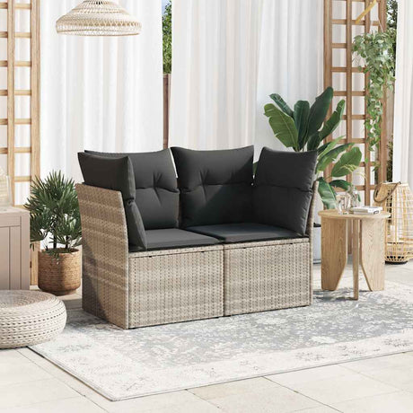 Vidaxl tuinbank 2-zits met kussens poly rattan lichtgrijs