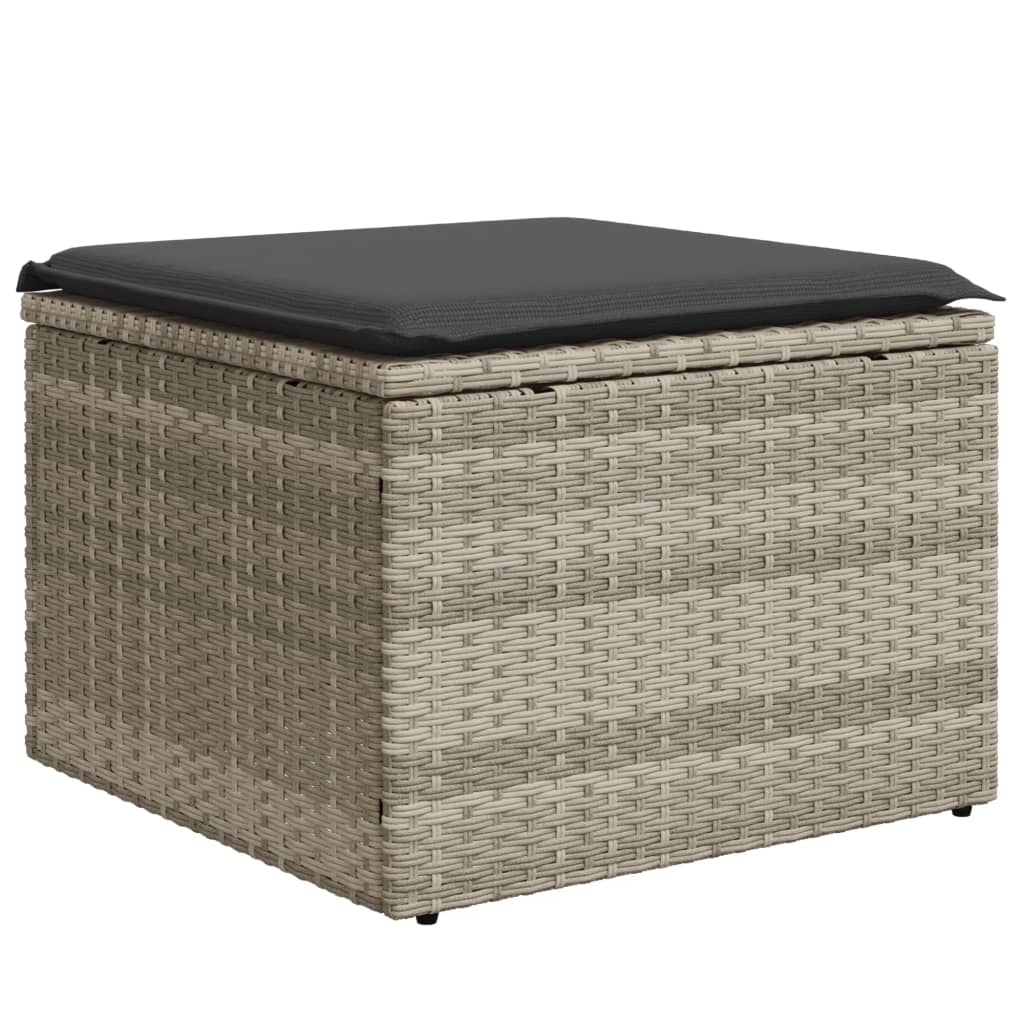 Vidaxl tuinkruk met kussen 55x55x37 cm poly rattan lichtgrijs