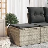 Vidaxl tuinkruk met kussen 55x55x37 cm poly rattan lichtgrijs