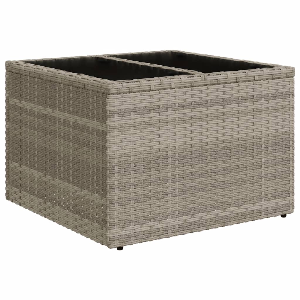 Vidaxl tuintafel met glazen blad 55x55x37 cm poly rattan lichtgrijs