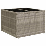 Vidaxl tuintafel met glazen blad 55x55x37 cm poly rattan lichtgrijs