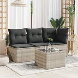 Vidaxl tuintafel met glazen blad 55x55x37 cm poly rattan lichtgrijs